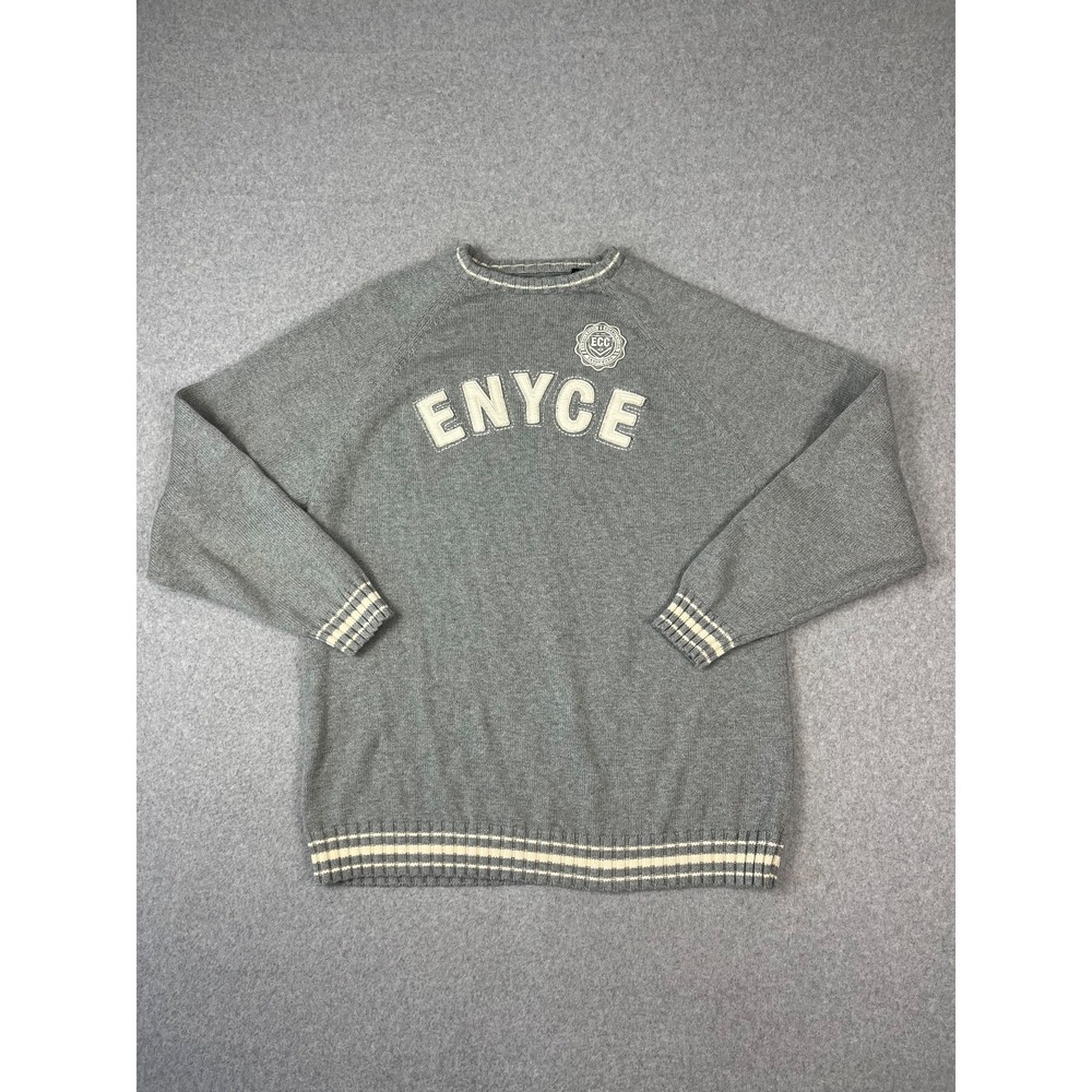 Vinatge Enyce Sweater Mens Gray 3XL Long Sleeve‎ Crew Tight Knit Pullover
